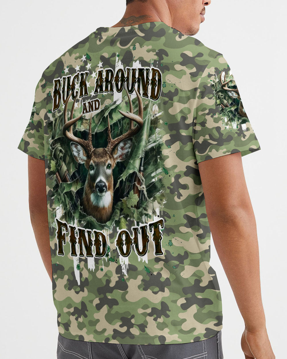 BLISSCORNERS BUCK AROUND AND FIND OUT DEER HUNTING ALL OVER PRINT