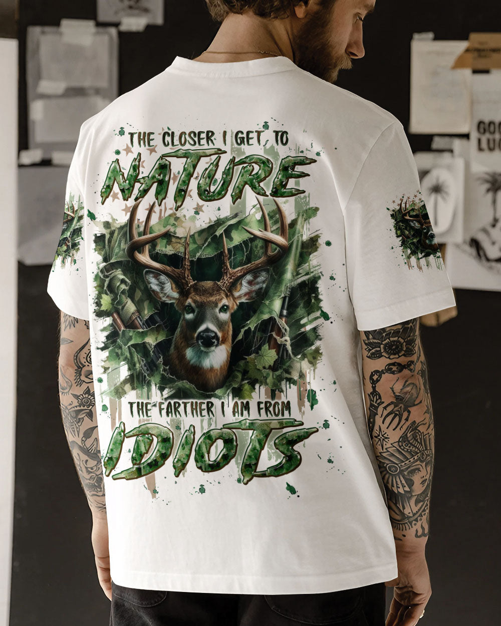 BLISSCORNERS THE CLOSER I GET TO NATURE DEER HUNTING ALL OVER PRINT