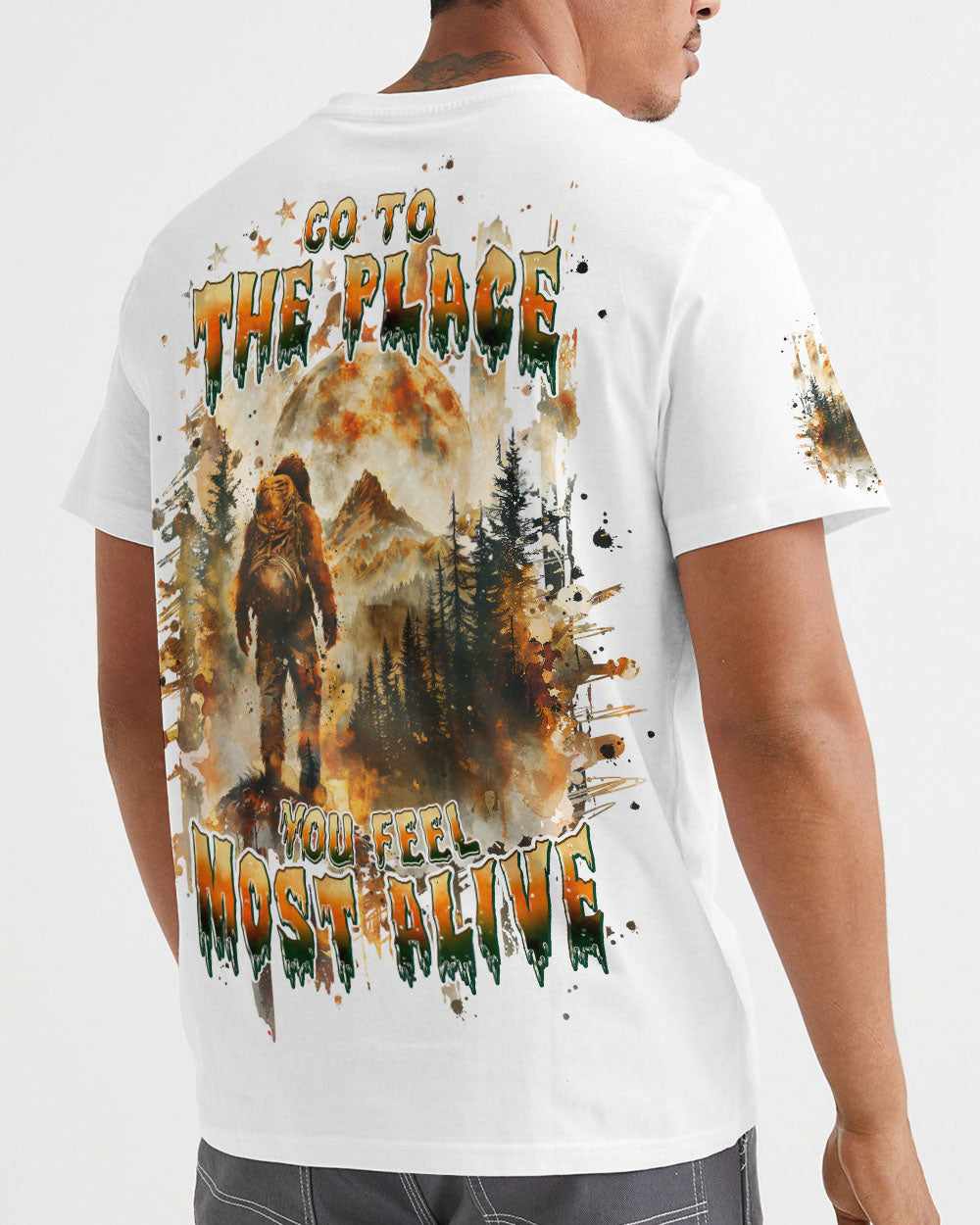 BLISSCORNERS GO TO THE PLACE YOU FEEL MOST ALIVE BIGFOOT ALL OVER PRINT