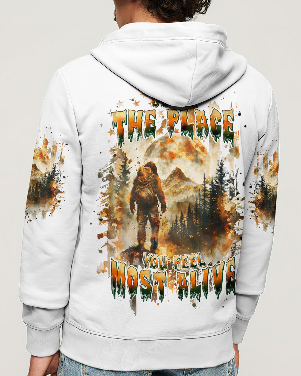 BLISSCORNERS GO TO THE PLACE YOU FEEL MOST ALIVE BIGFOOT ALL OVER PRINT
