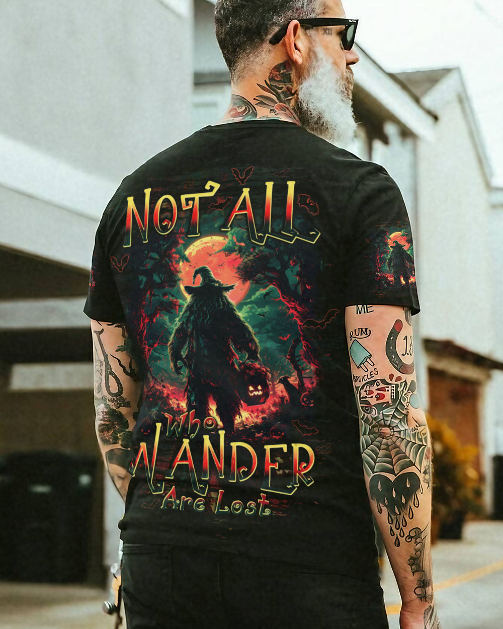 BLISSCORNERS NOT ALL WHO WANDER ARE LOST BIGFOOT HALLOWEEN ALL OVER PRINT