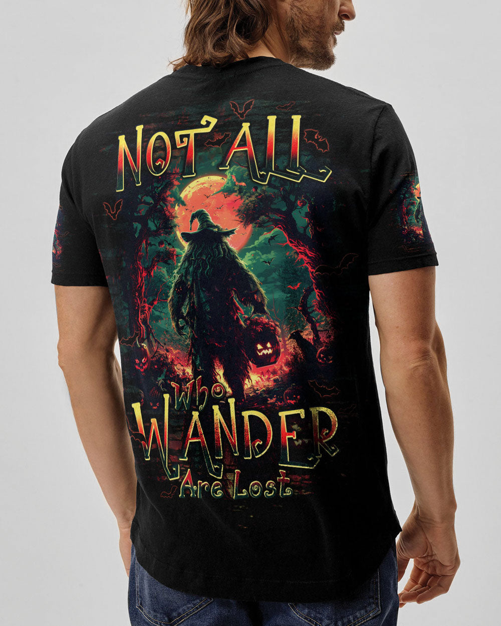 BLISSCORNERS NOT ALL WHO WANDER ARE LOST BIGFOOT HALLOWEEN ALL OVER PRINT
