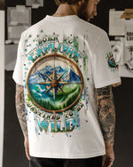 BLISSCORNERS BORN TO EXPLORE DESTINED TO BE WILD COMPASS ALL OVER PRINT