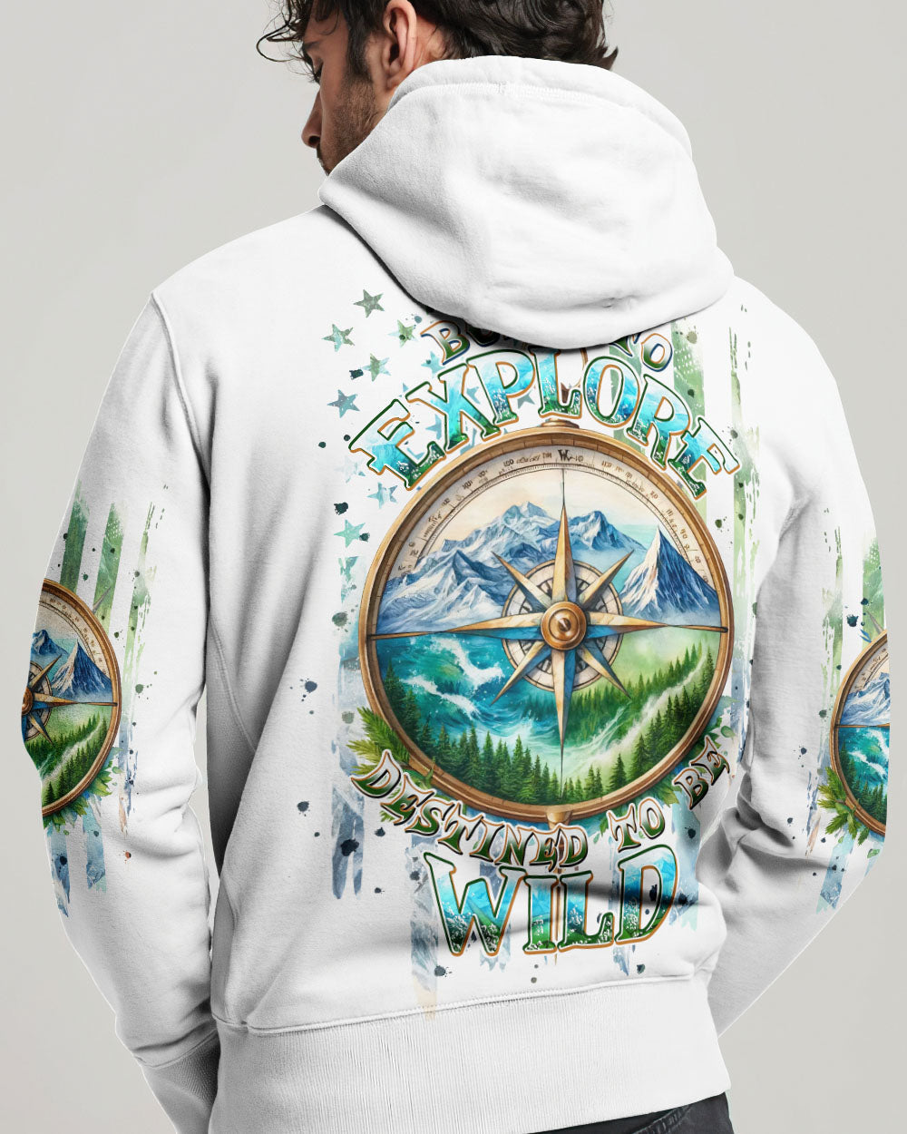 BLISSCORNERS BORN TO EXPLORE DESTINED TO BE WILD COMPASS ALL OVER PRINT