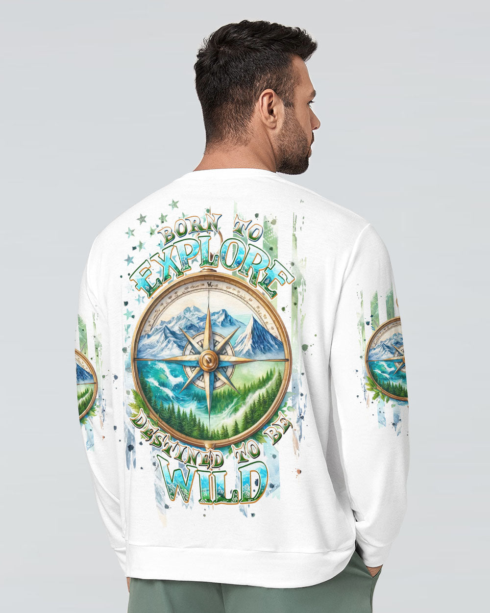 BLISSCORNERS BORN TO EXPLORE DESTINED TO BE WILD COMPASS ALL OVER PRINT