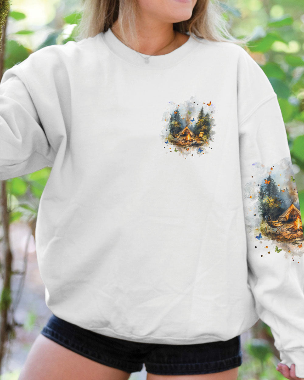 BLISSCORNERS IF IT INVOLVES MOUNTAINS CAMPFIRES ALL OVER PRINT