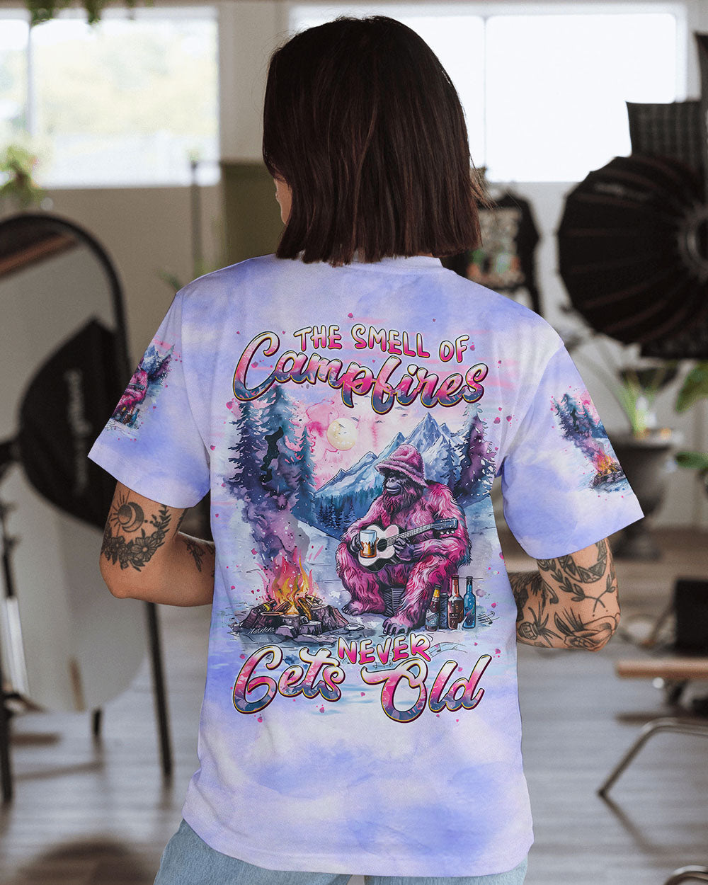 BLISSCORNERS THE SMELL OF CAMPFIRES BIGFOOT ALL OVER PRINT