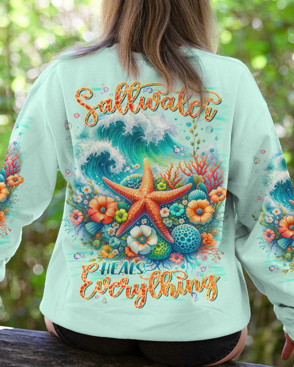 BLISSCORNERS SALTWATER HEALS EVERYTHING STARFISH ALL OVER PRINT