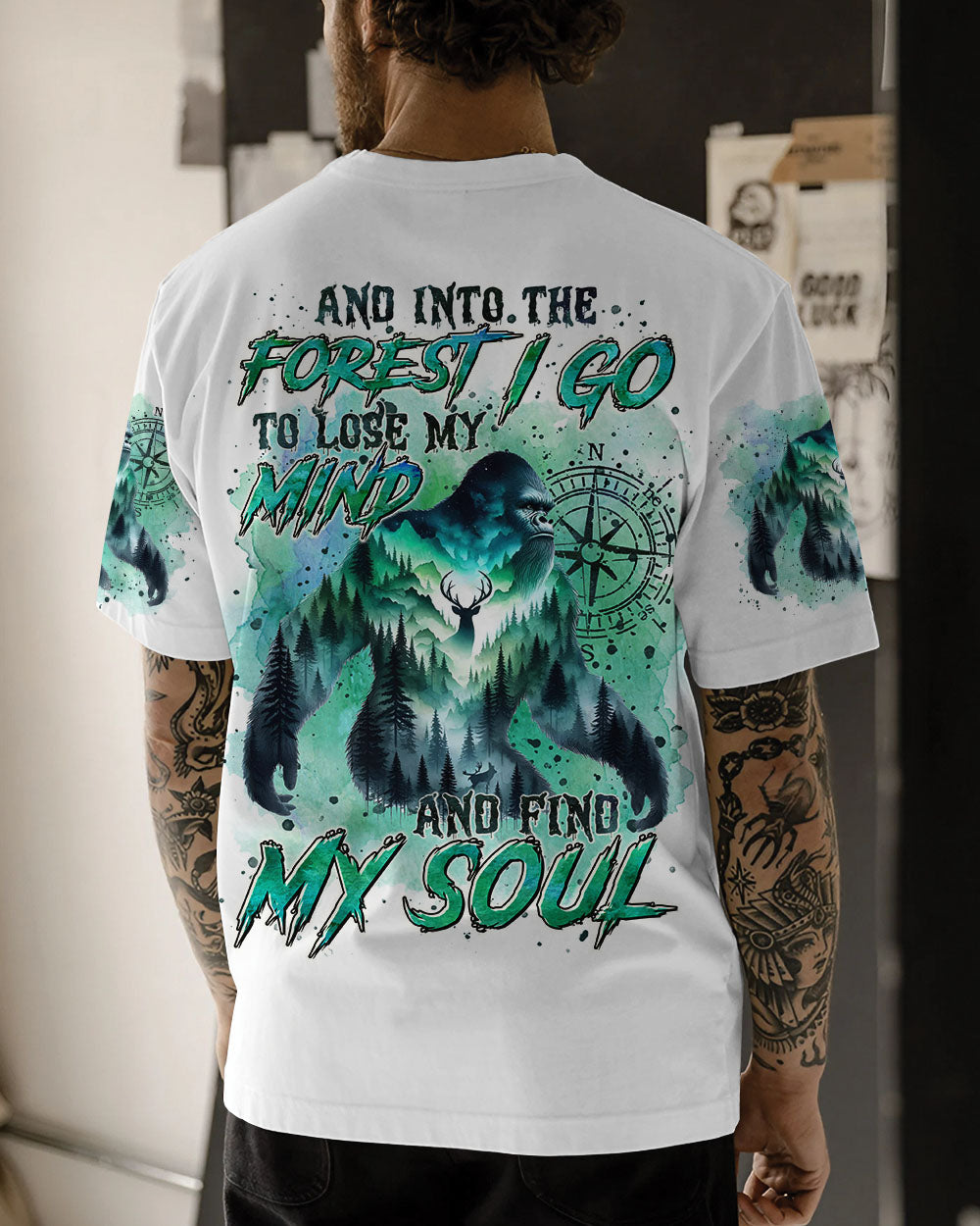 BLISSCORNERS AND INTO THE FOREST I GO BIGFOOT ALL OVER PRINT
