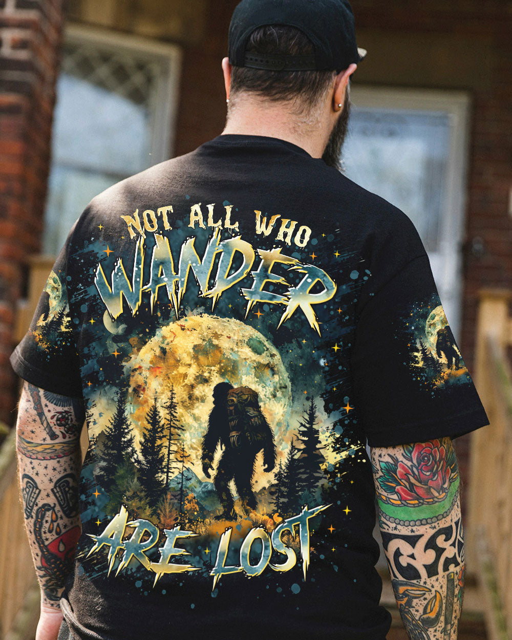 BLISSCORNERS NOT ALL WHO WANDER ARE LOST BIGFOOT ALL OVER PRINT