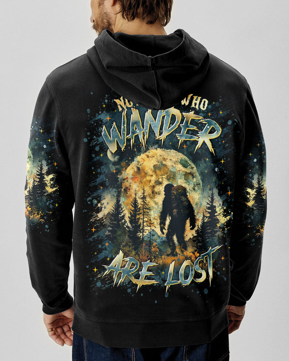 BLISSCORNERS NOT ALL WHO WANDER ARE LOST BIGFOOT ALL OVER PRINT
