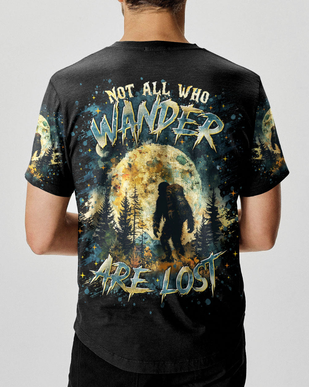BLISSCORNERS NOT ALL WHO WANDER ARE LOST BIGFOOT ALL OVER PRINT