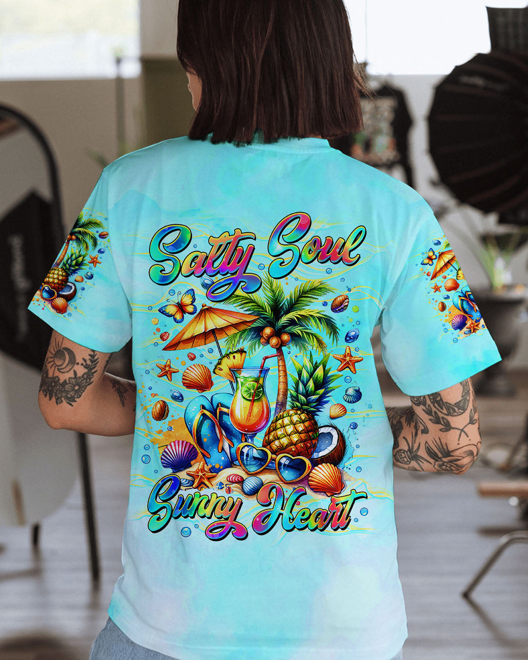 BLISSCORNERS SALTY SOUL SUNNY HEART FLIP FLOPS ALL OVER PRINT