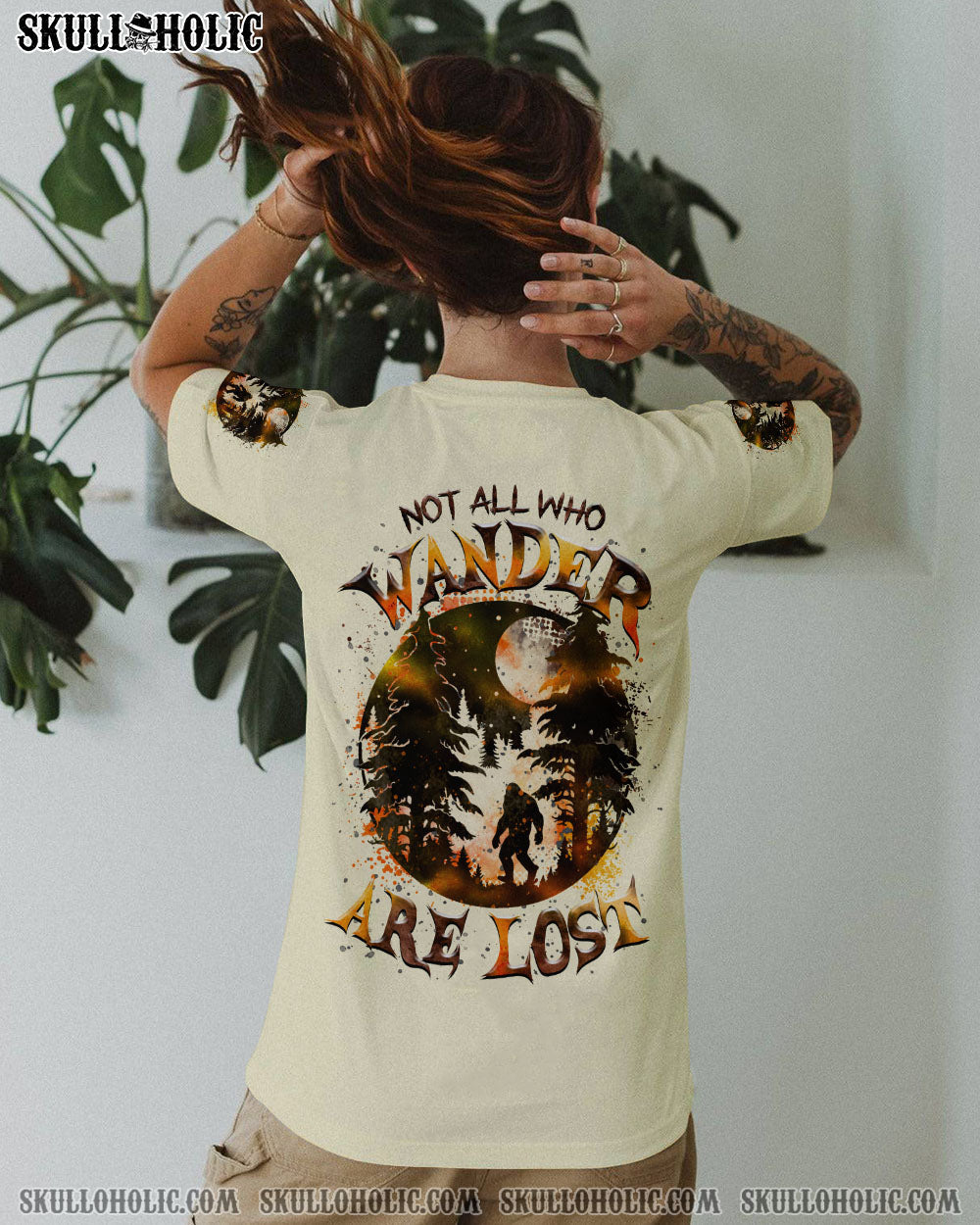 BLISSCORNERS NOT ALL WHO WANDER ARE LOST BIGFOOT MOON ALL OVER PRINT