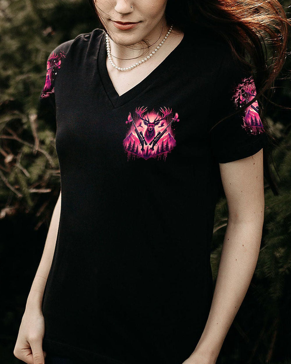 BLISSCORNERS PRETTY IN PINK HUNTING DEER ALL OVER PRINT