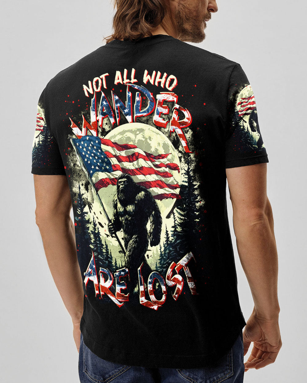 BLISSCORNERS NOT ALL WHO WANDER ARE LOST BIGFOOT ALL OVER PRINT