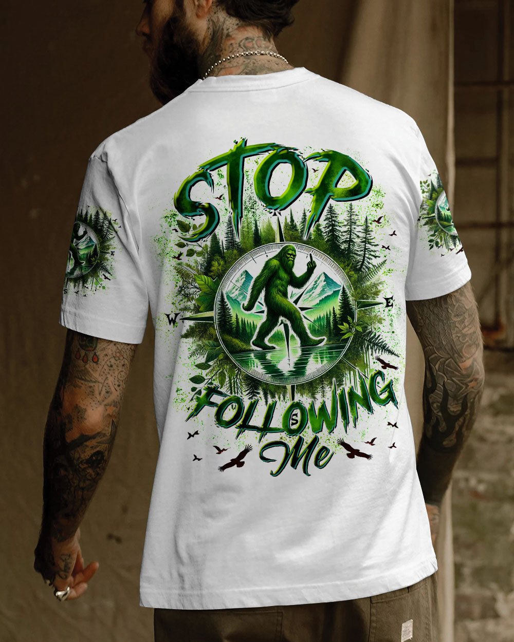 BLISSCORNERS STOP FOLLOWING ME BIGFOOT ALL OVER PRINT
