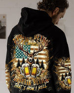 BLISSCORNERS SHOOTING DEERS AND DRINKING BEERS ALL OVER PRINT