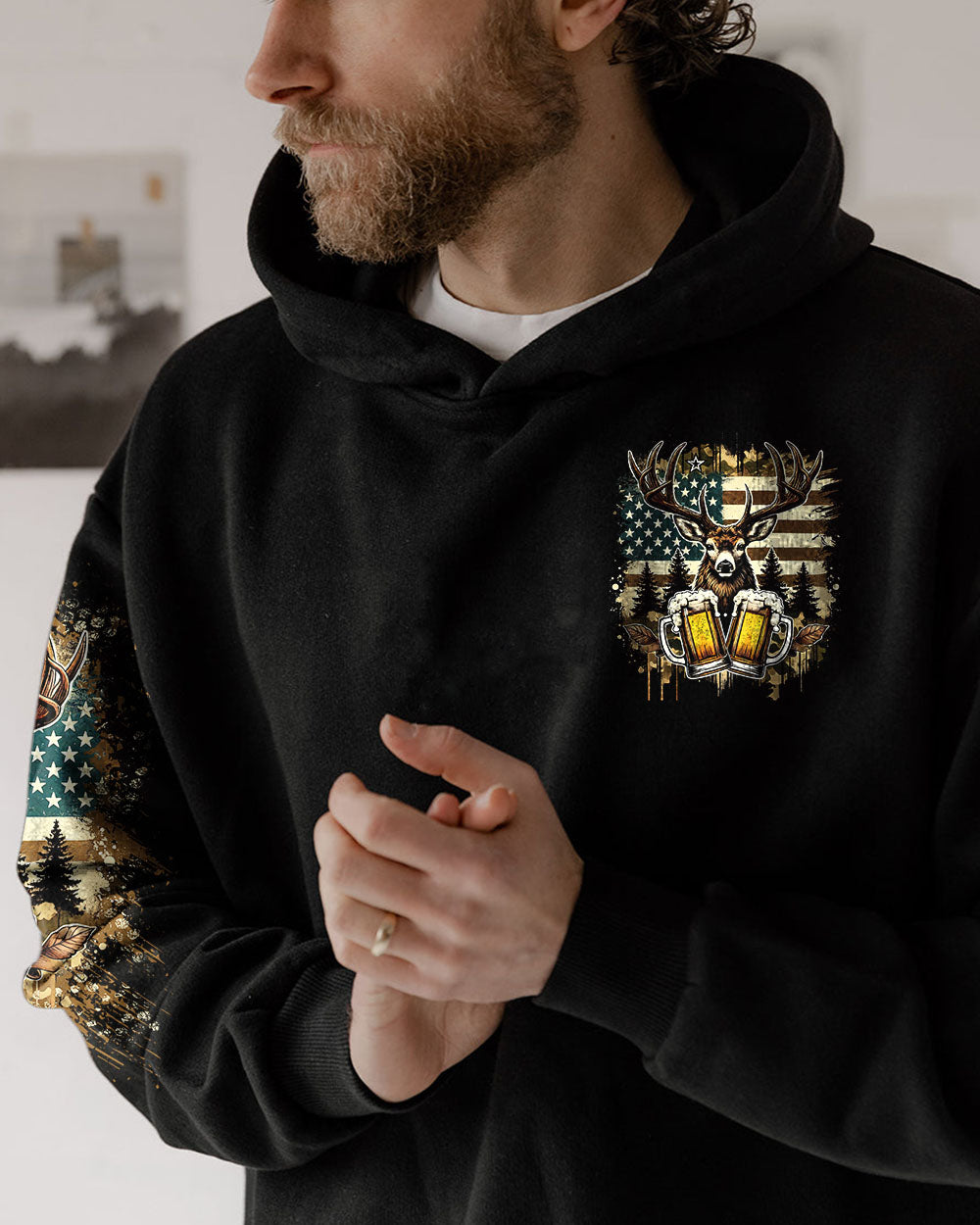 BLISSCORNERS SHOOTING DEERS AND DRINKING BEERS ALL OVER PRINT