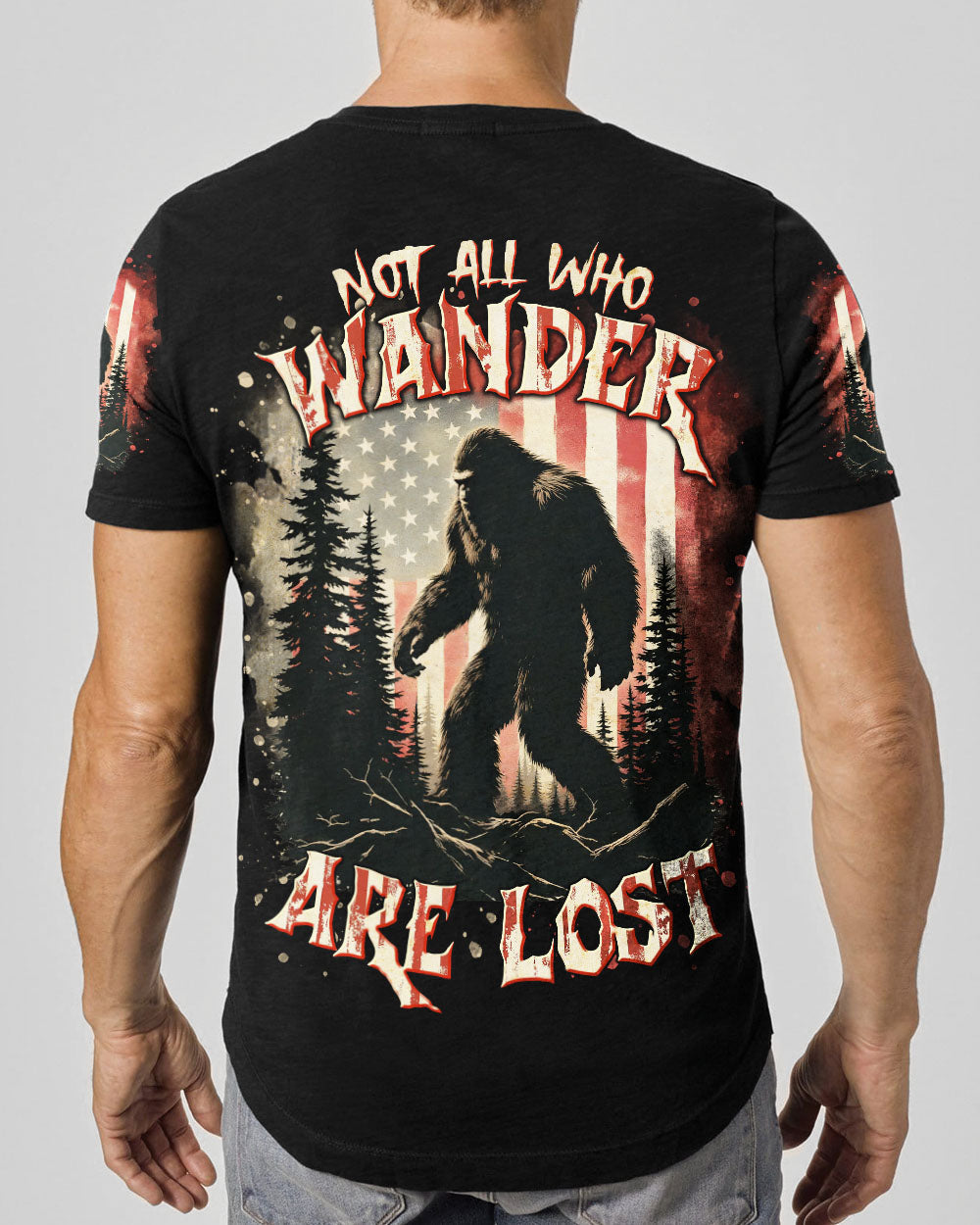 BLISSCORNERS NOT ALL WHO WANDER ARE LOST BIGFOOT ALL OVER PRINT