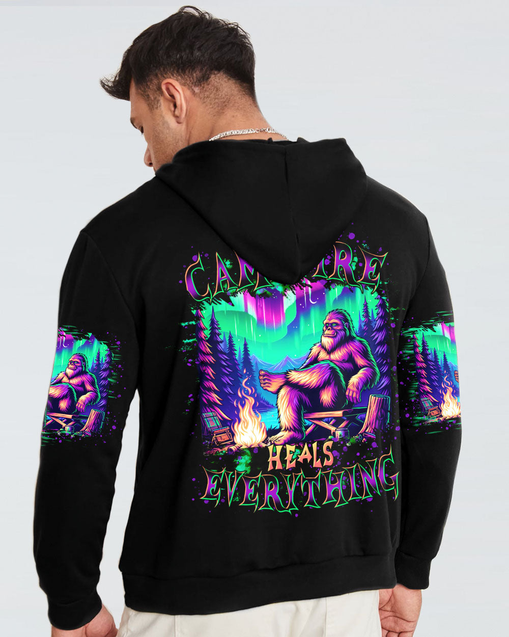 BLISSCORNERS CAMPFIRE HEALS EVERYTHING BIGFOOT ALL OVER PRINT