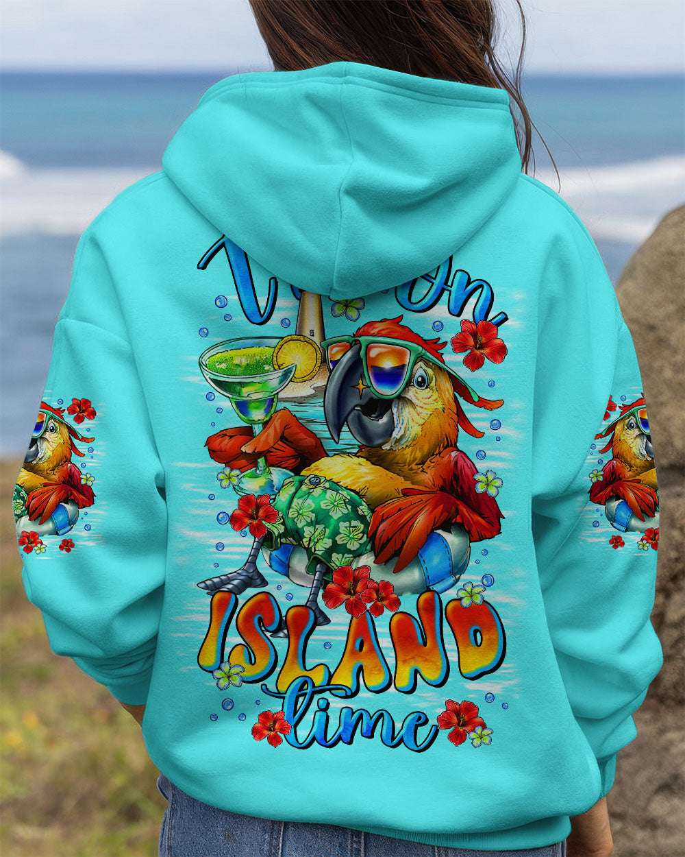 BLISSCORNERS I'M ON ISLAND TIME PARROT ALL OVER PRINT