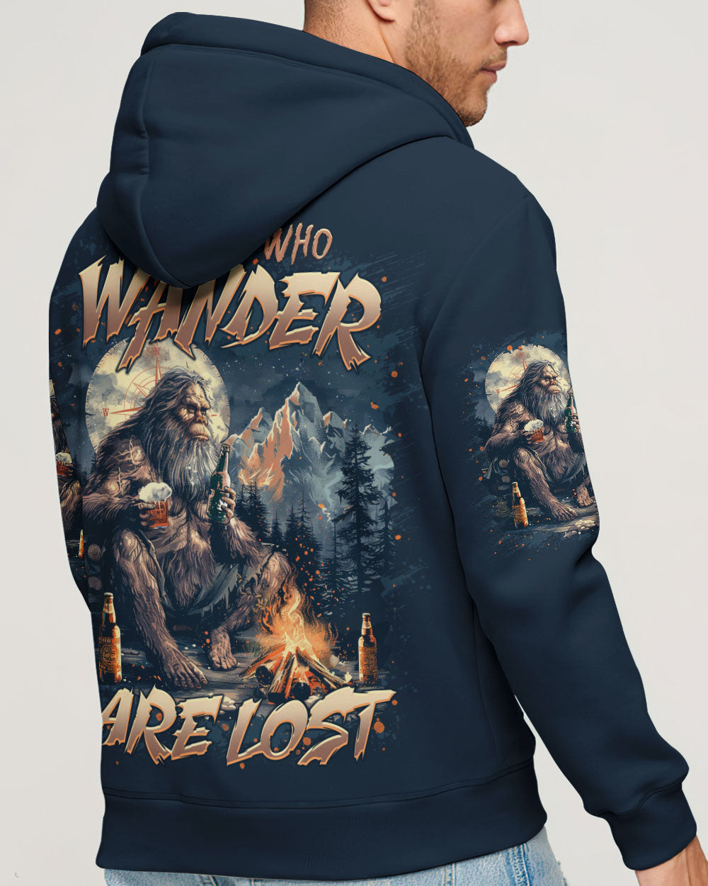 BLISSCORNERS NOT ALL WHO WANDER ARE LOST BIGFOOT COMPASS ALL OVER PRINT