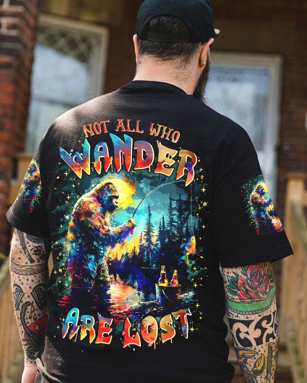 BLISSCORNERS NOT ALL WHO WANDER ARE LOST BIGFOOT ALL OVER PRINT