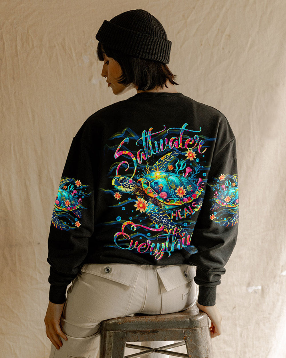 BLISSCORNERS SALTWATER HEALS EVERYTHING TURTLE ALL OVER PRINT