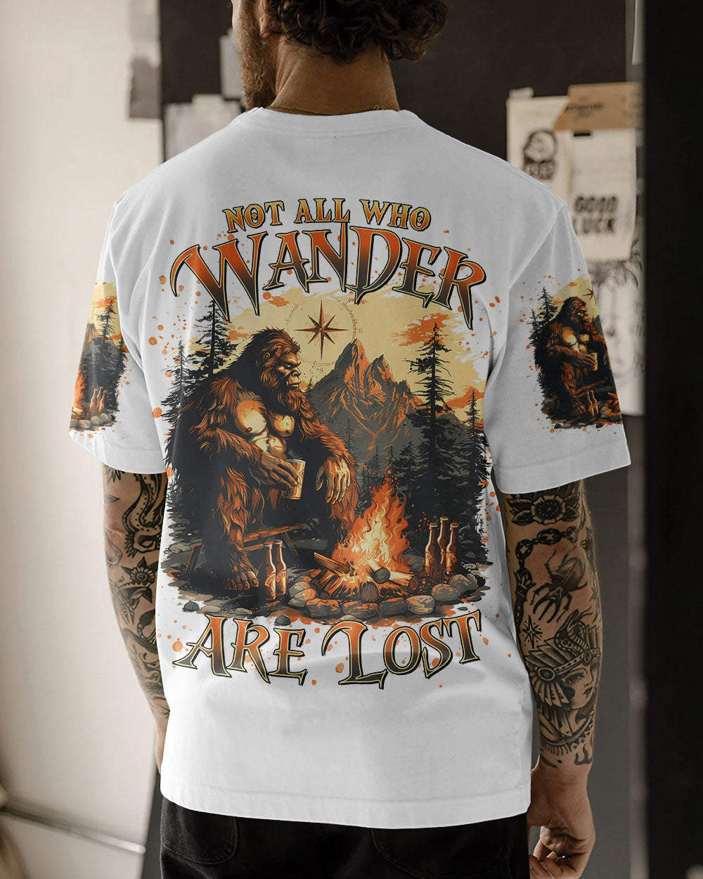 BLISSCORNERS NOT ALL WHO WANDER ARE LOST BIGFOOT ALL OVER PRINT