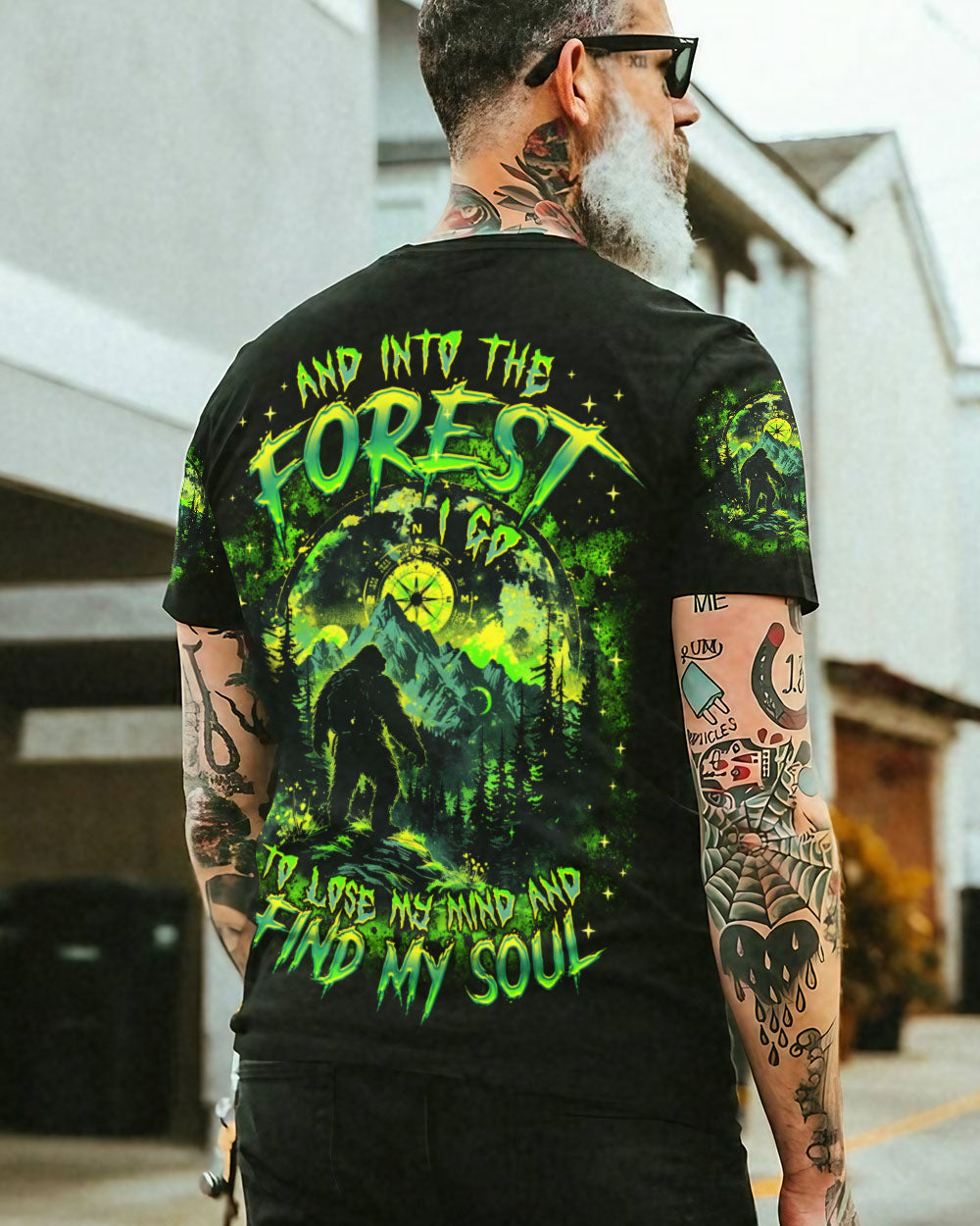 BLISSCORNERS AND INTO THE FOREST I GO BIGFOOT ALL OVER PRINT