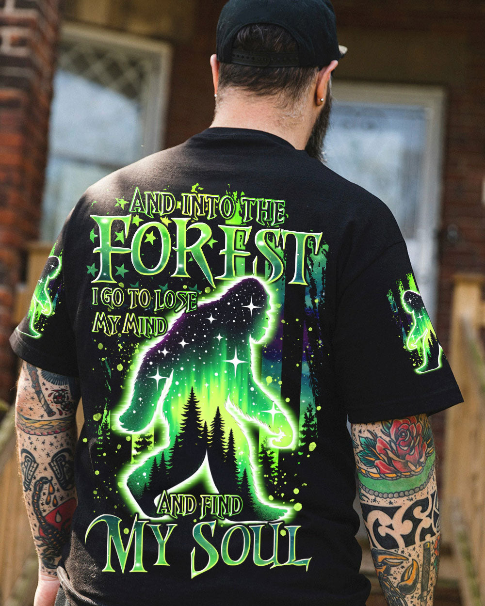 BLISSCORNERS AND INTO THE FOREST I GO BIGFOOT ALL OVER PRINT