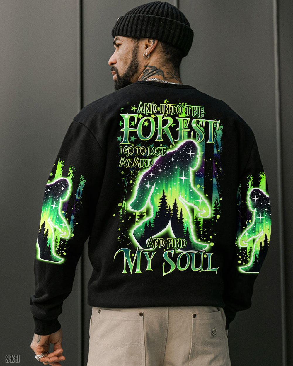 BLISSCORNERS AND INTO THE FOREST I GO BIGFOOT ALL OVER PRINT