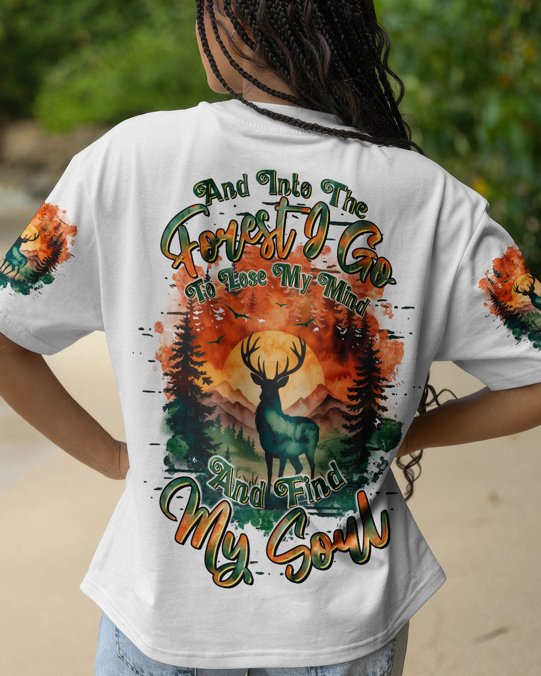 BLISSCORNERS AND INTO THE FOREST I GO DEER ALL OVER PRINT