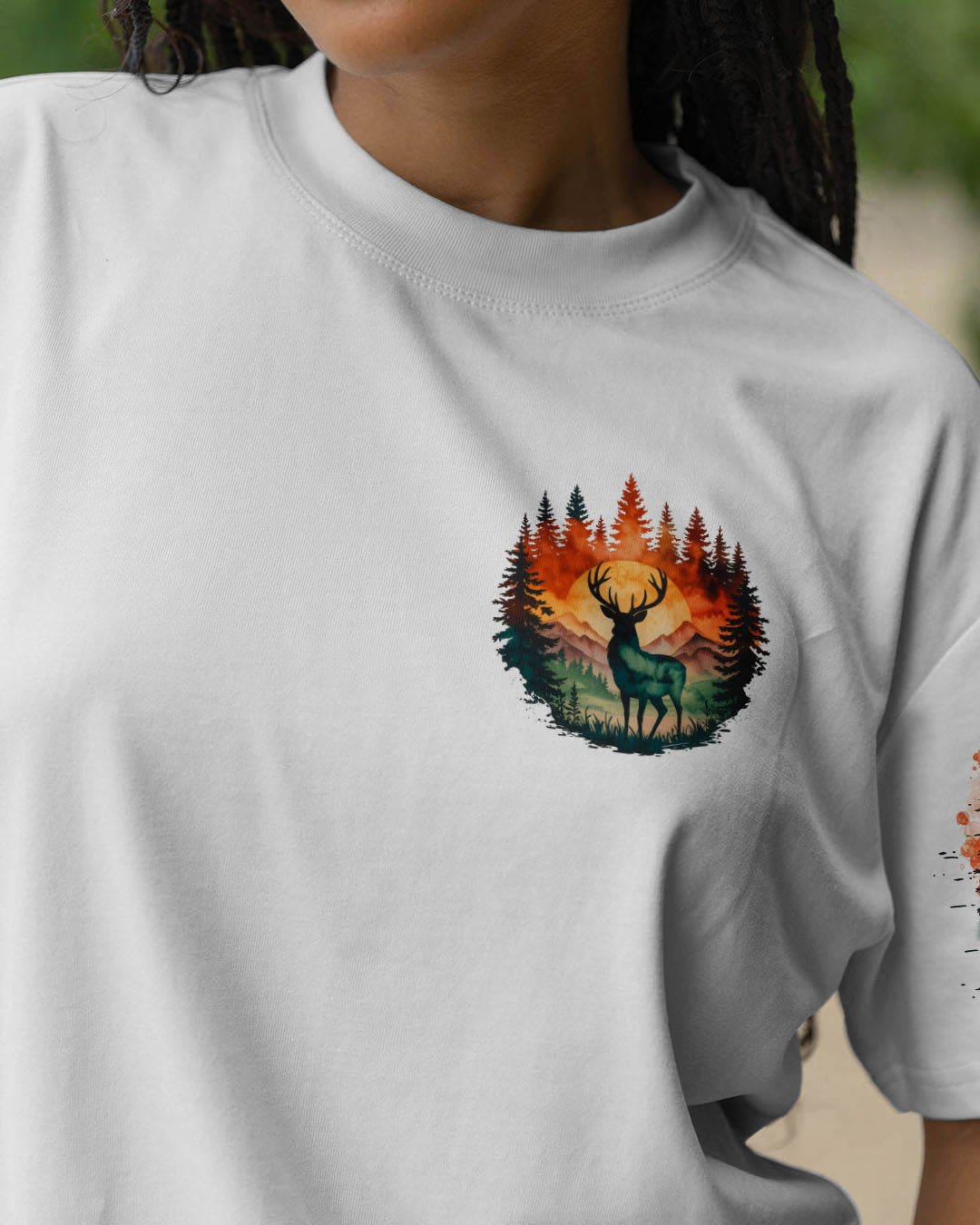 BLISSCORNERS AND INTO THE FOREST I GO DEER ALL OVER PRINT