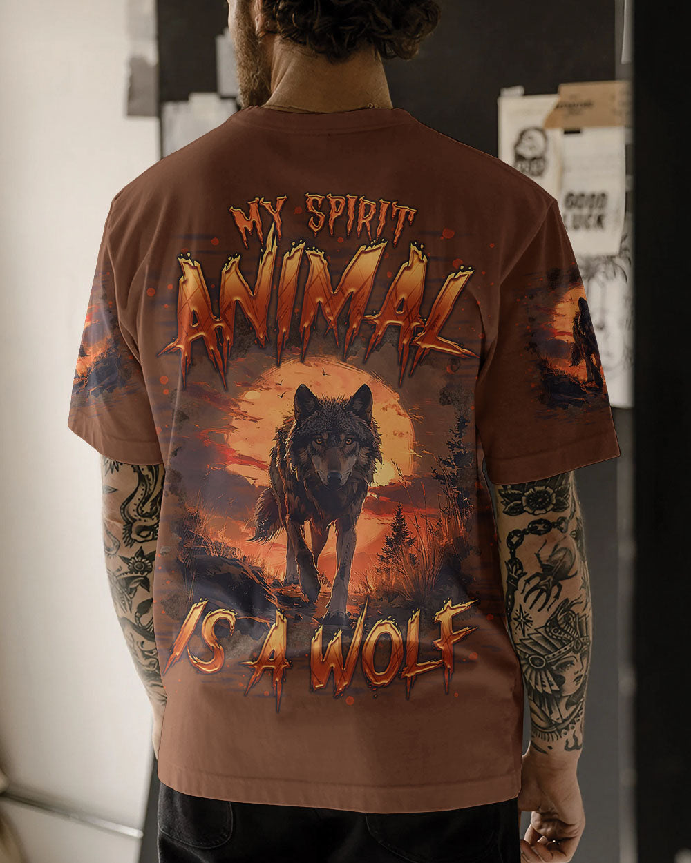 BLISSCORNERS MY SPIRIT ANIMAL IS A WOLF ALL OVER PRINT