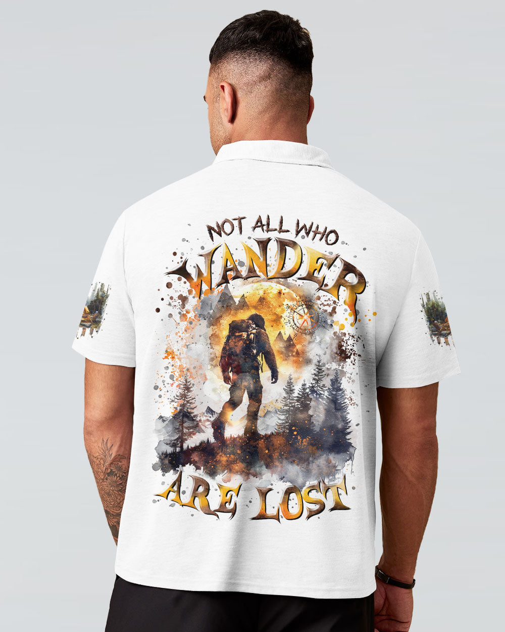 BLISSCORNERS NOT ALL WHO WANDER ARE LOST BIGFOOT COMPASS ALL OVER PRINT