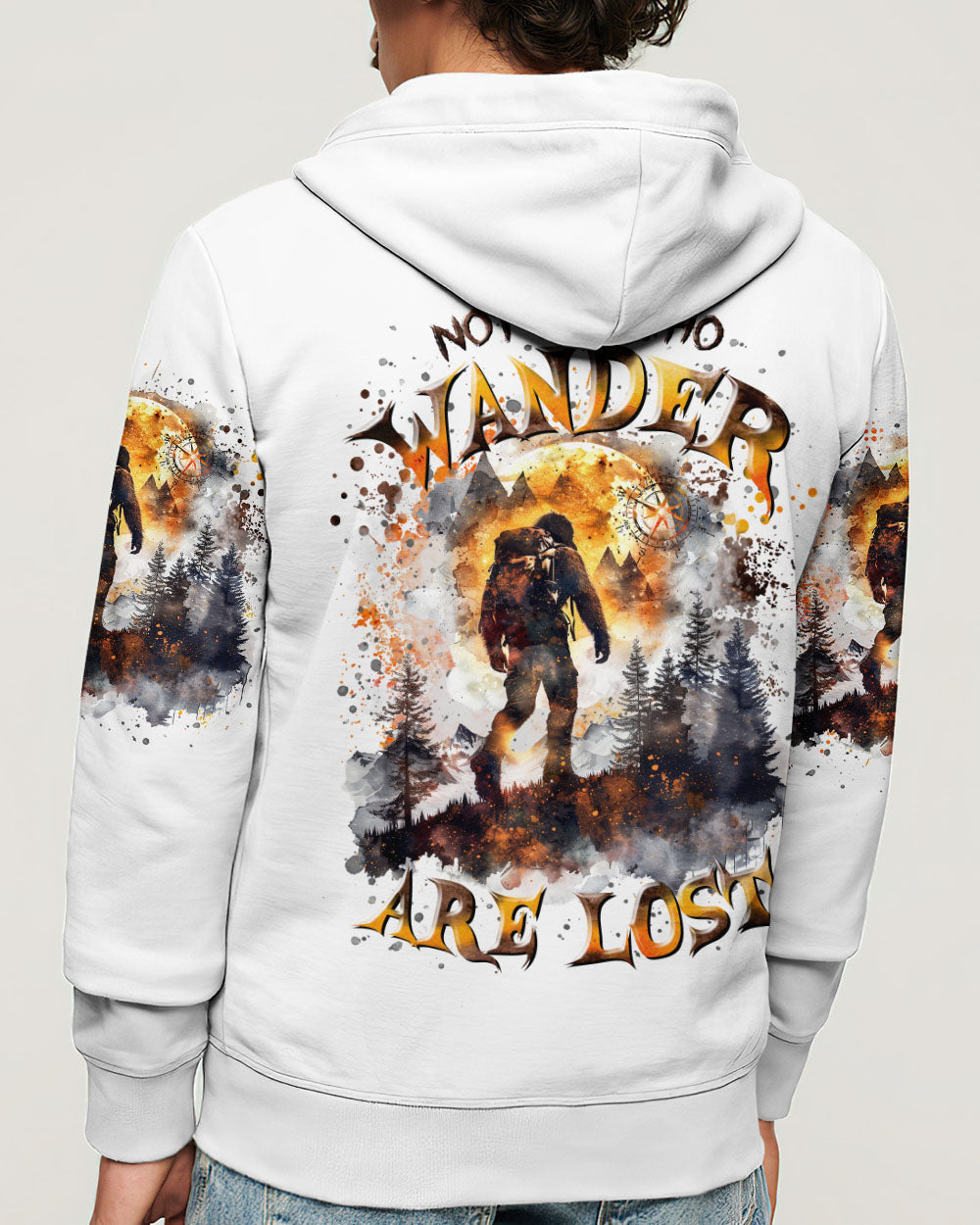 BLISSCORNERS NOT ALL WHO WANDER ARE LOST BIGFOOT COMPASS ALL OVER PRINT