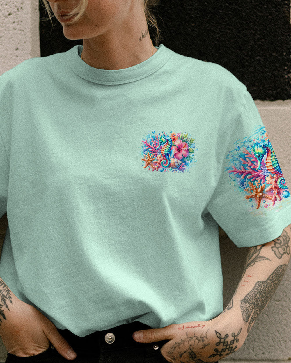 BLISSCORNERS SOME GIRLS ARE JUST BORN SEAHORSE ALL OVER PRINT