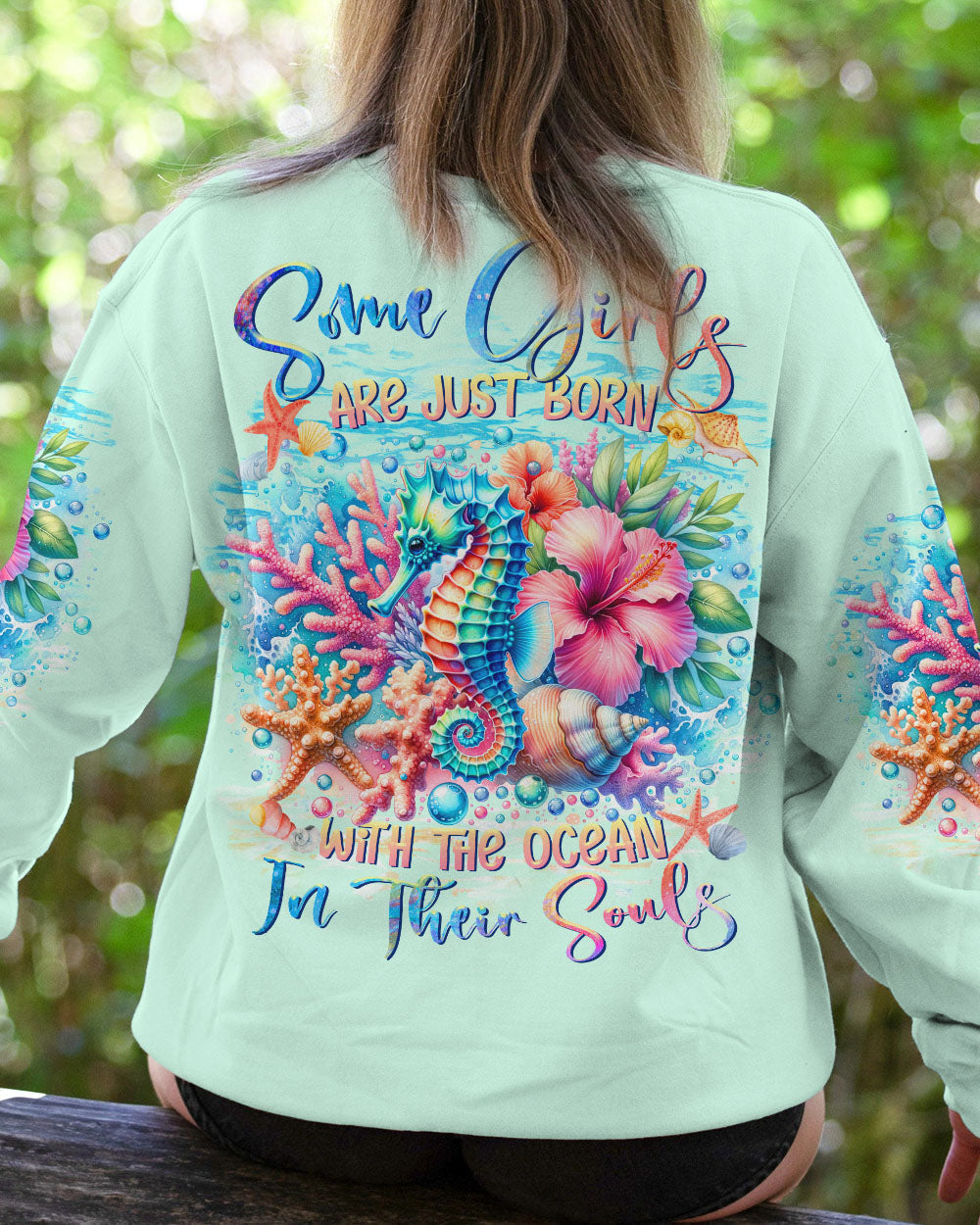 BLISSCORNERS SOME GIRLS ARE JUST BORN SEAHORSE ALL OVER PRINT