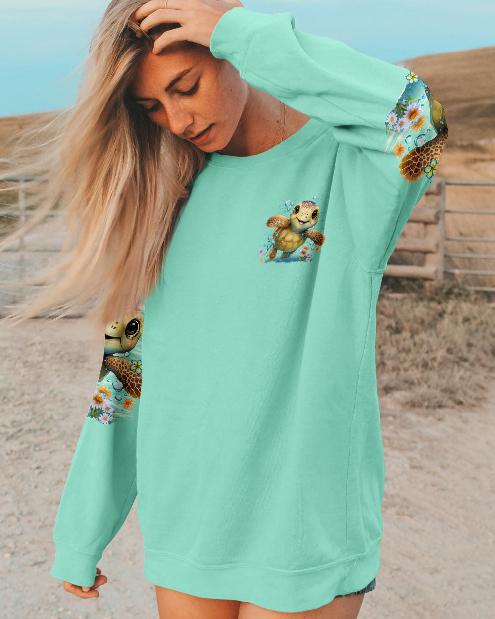BLISSCORNERS SMELL THE SEA FEEL THE BREEZE TURTLE ALL OVER PRINT