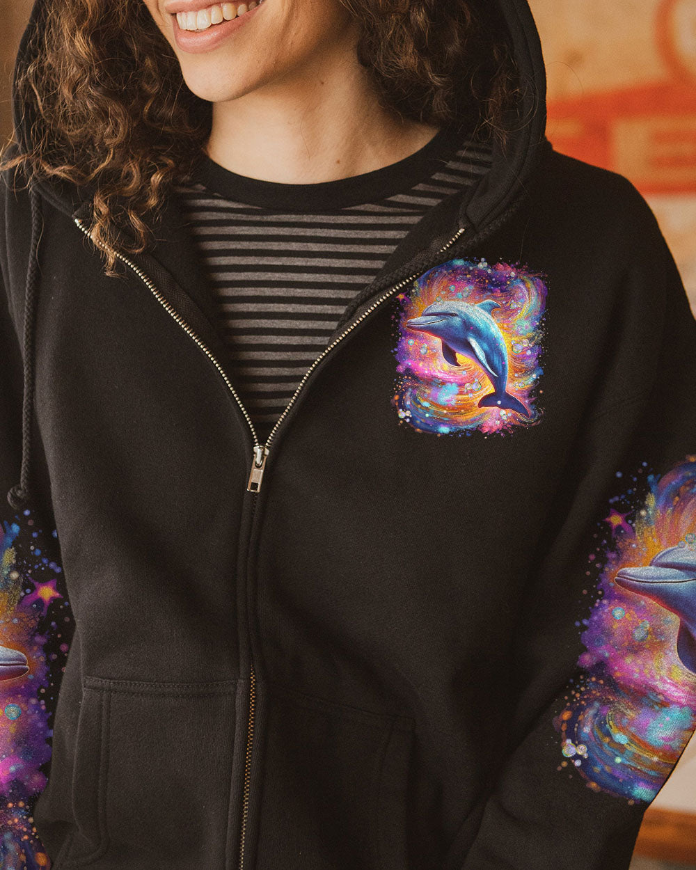 BLISSCORNERS SMELL THE SEA FEEL THE BREEZE DOLPHIN NEON ALL OVER PRINT