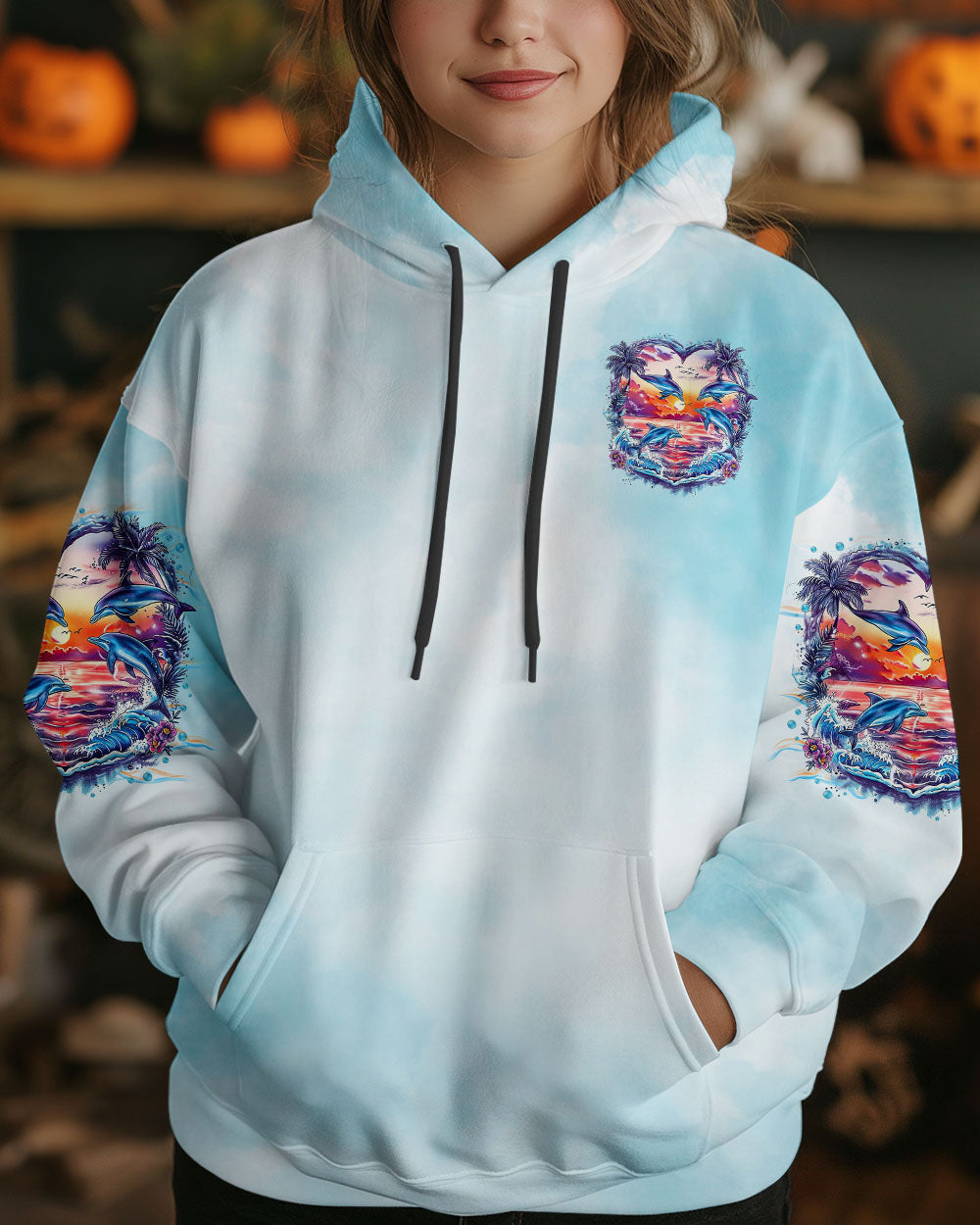 BLISSCORNERS SMELL THE SEA FEEL THE BREEZE DOLPHIN ALL OVER PRINT