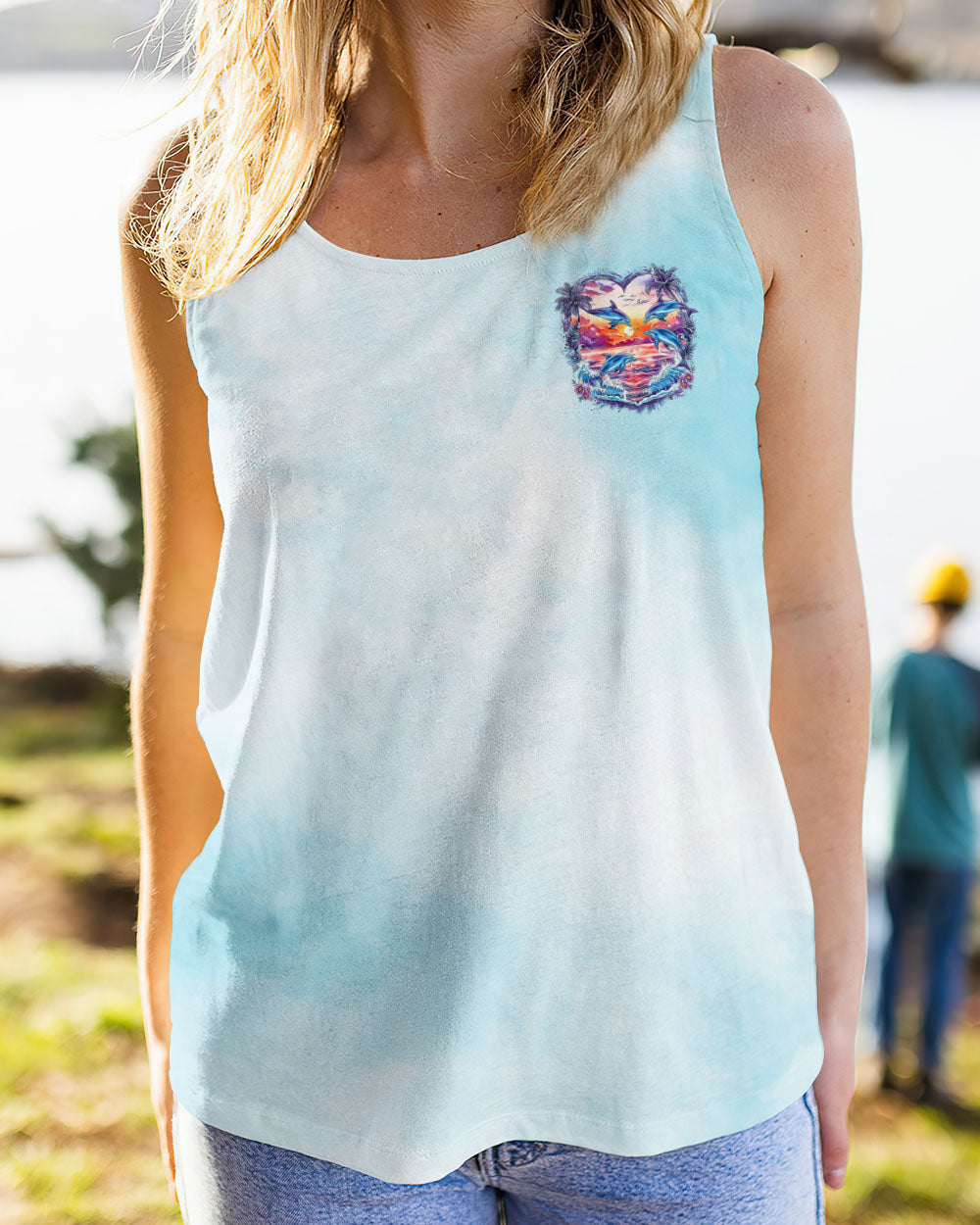 BLISSCORNERS SMELL THE SEA FEEL THE BREEZE DOLPHIN ALL OVER PRINT