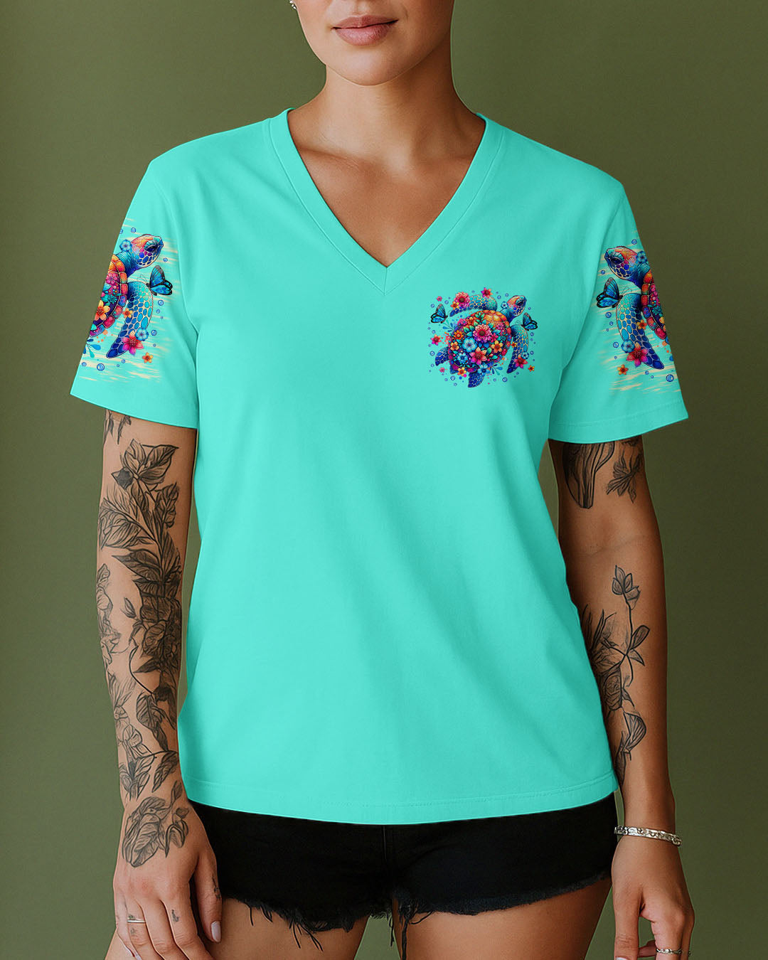 BLISSCORNERS SMELL THE SEA FEEL THE BREEZE TURTLE ALL OVER PRINT