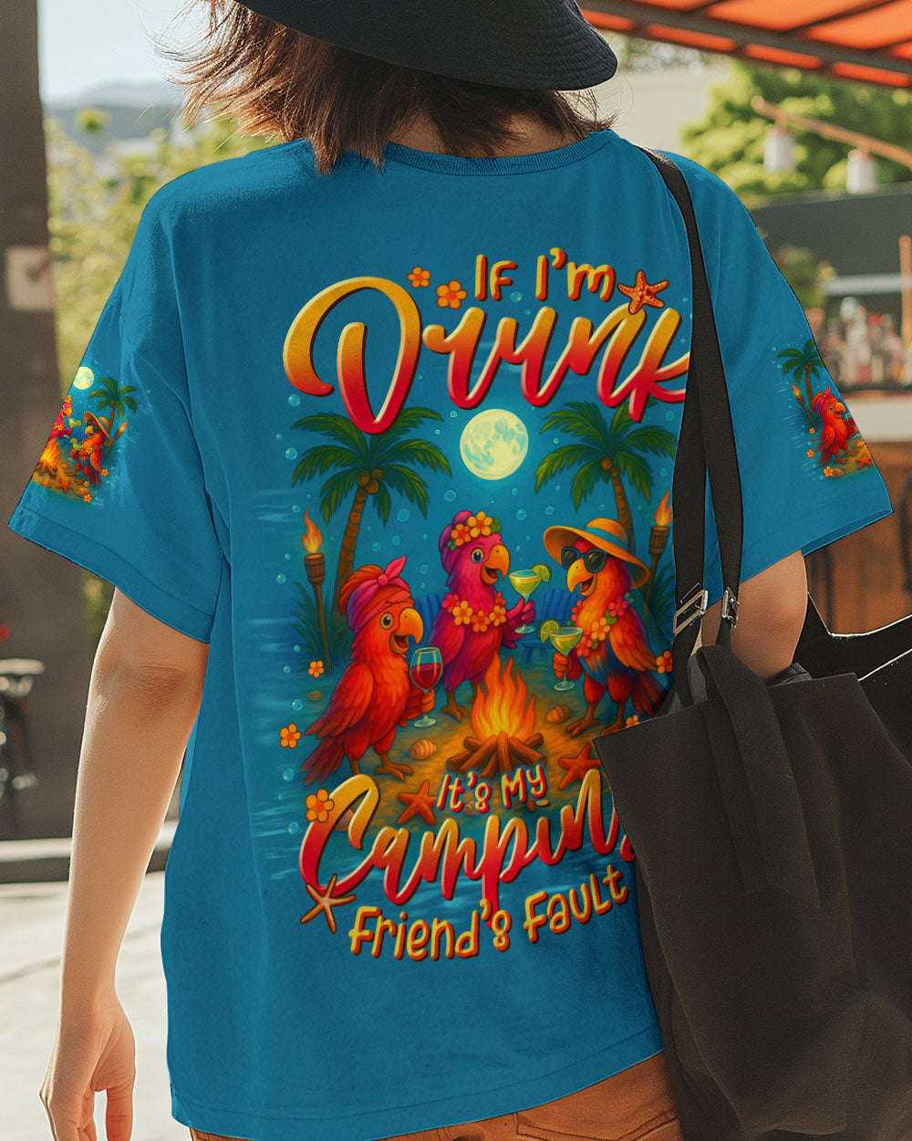 BLISSCORNERS IF I'M DRUNK IT'S MY CAMPING FRIEND'S FAULT PARROT ALL OVER PRINT