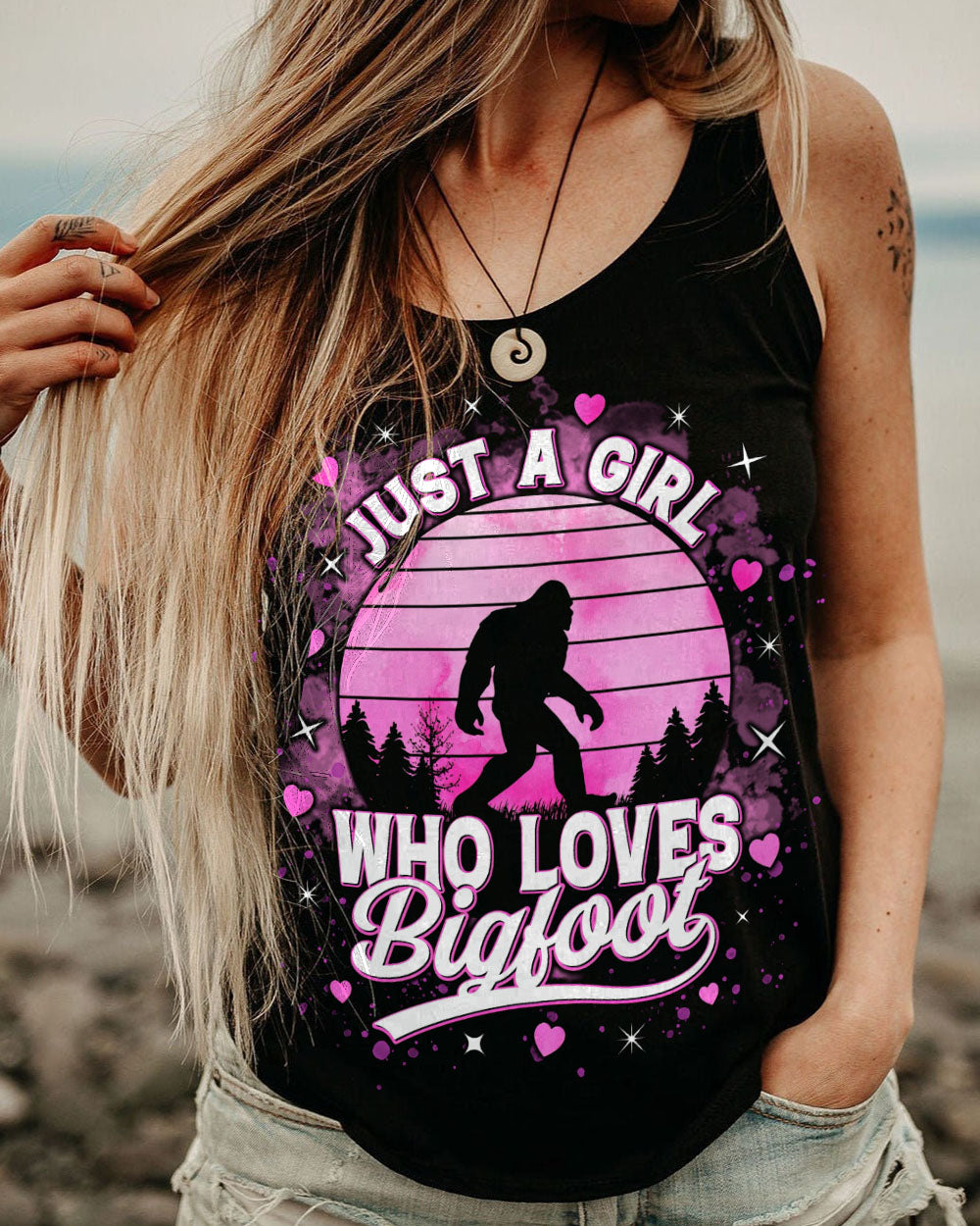 BLISSCORNERS JUST A GIRL WHO LOVES BIGFOOT ALL OVER PRINT