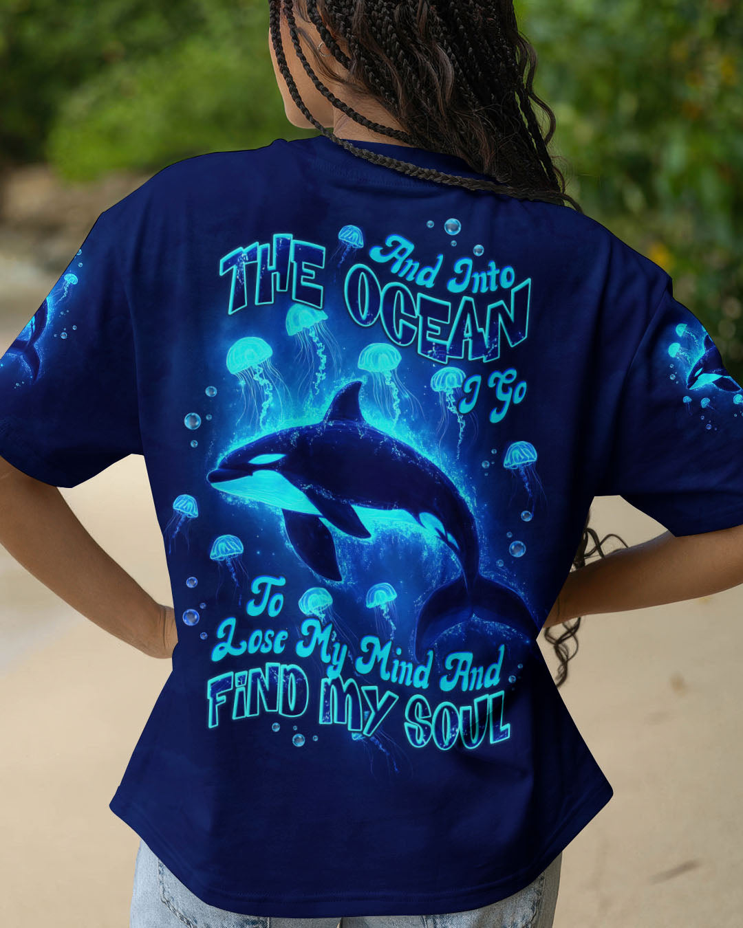 BLISSCORNERS AND INTO THE OCEAN I GO ORCA ALL OVER PRINT