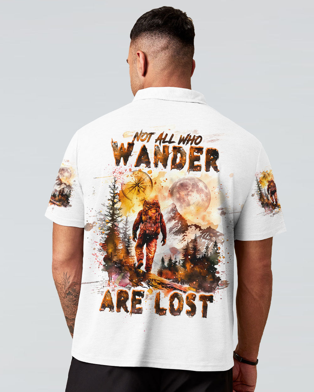 BLISSCORNERS NOT ALL WHO WANDER ARE LOST BIGFOOT COMPASS ALL OVER PRINT