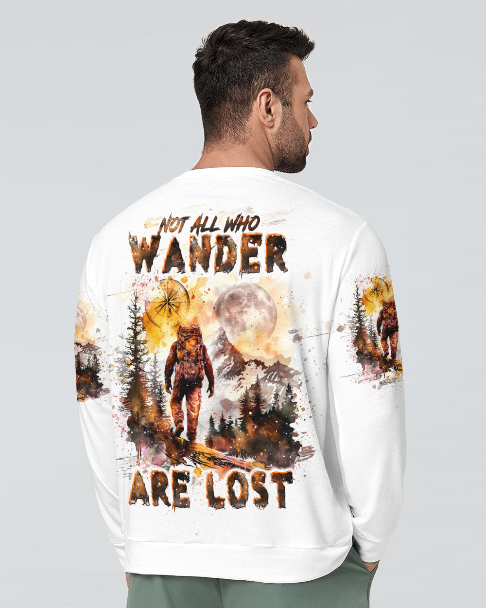 BLISSCORNERS NOT ALL WHO WANDER ARE LOST BIGFOOT COMPASS ALL OVER PRINT